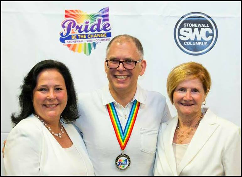 Stonewall Columbus Executive Director Karla Rothan (left) with Grand Marshal Jim Obergefell (center) and Linda Schuler (right)