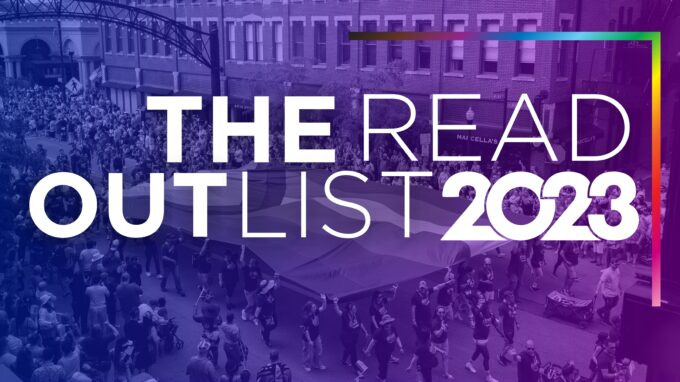 Purple website banner with white font that reads "The Read Out List 2023" and with a cornerstone that is Stonewall Branded