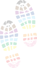 Adventure Pride Rainbow Boot Print Logo