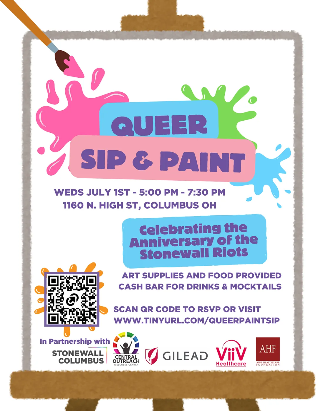 Queer Sip & Paint Event Logo July 2026